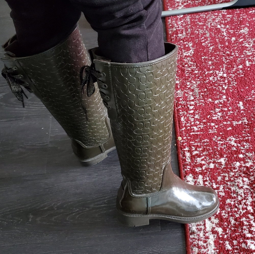 Long Coach Rain Boots/like new